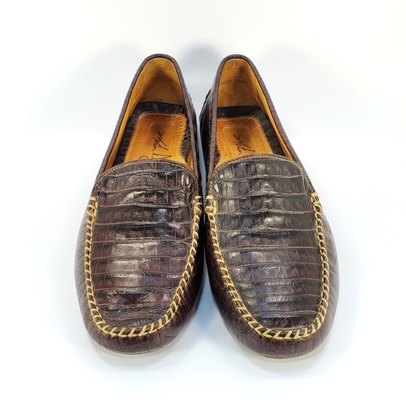 Martin Dingman Crocodile Leather Slip on Loafers - Picture 2 of 8